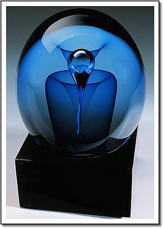 Blue Fountain Orb Art Glass Award