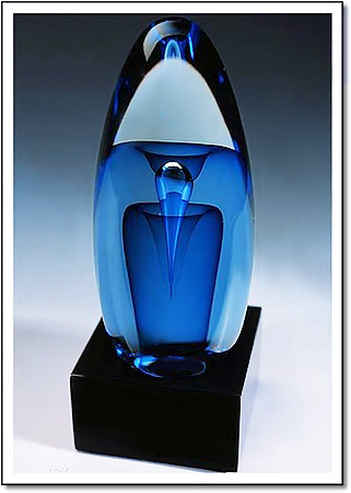 Cobalt Fountain Geode Art Glass Award