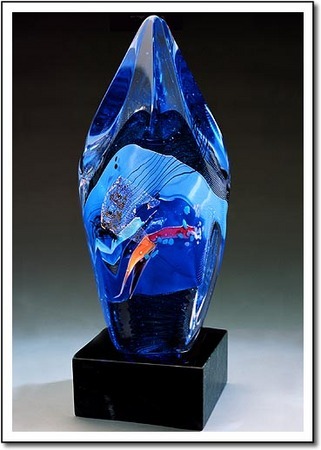 Blue Facet Collage Art Glass Award