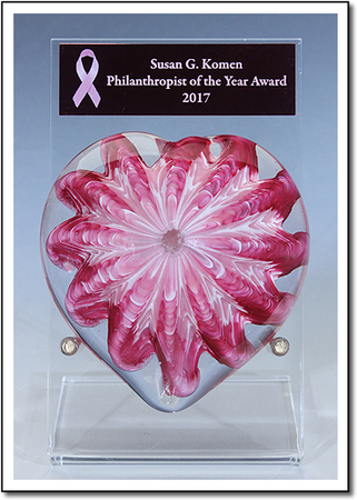 Coral Heart Art Glass Award